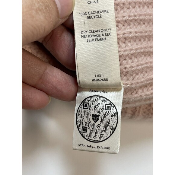 LITA By Ciara Recycled Cashmere Beanie In Pink With Black Cheetah Logo New main image 4
